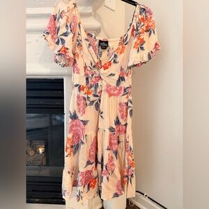 Angie Cream Dress with Pink and Orange Floral